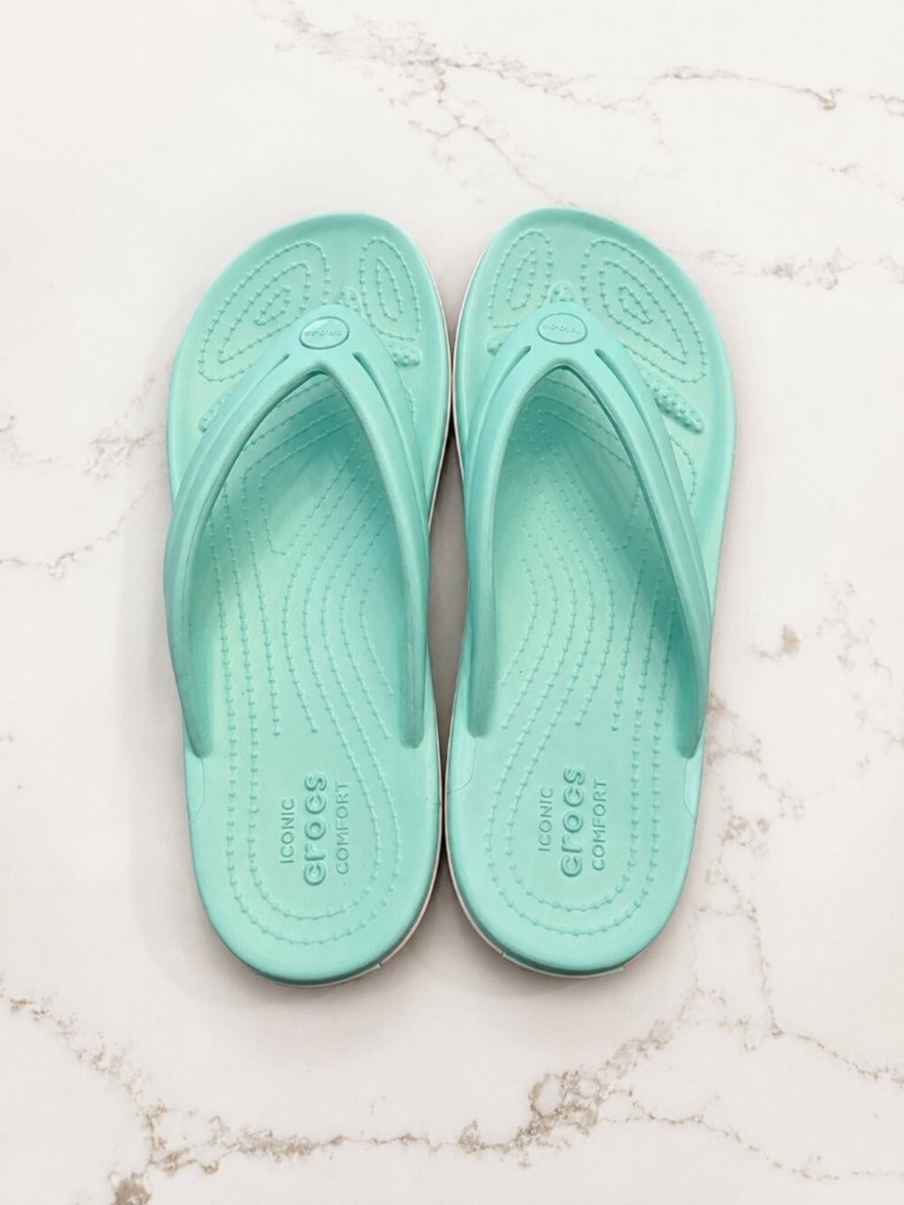 Crocs Light Teal Comfort Flip Flops Women's Size 8